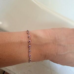 Elegant Silver and Pink Gemstone Bracelet
